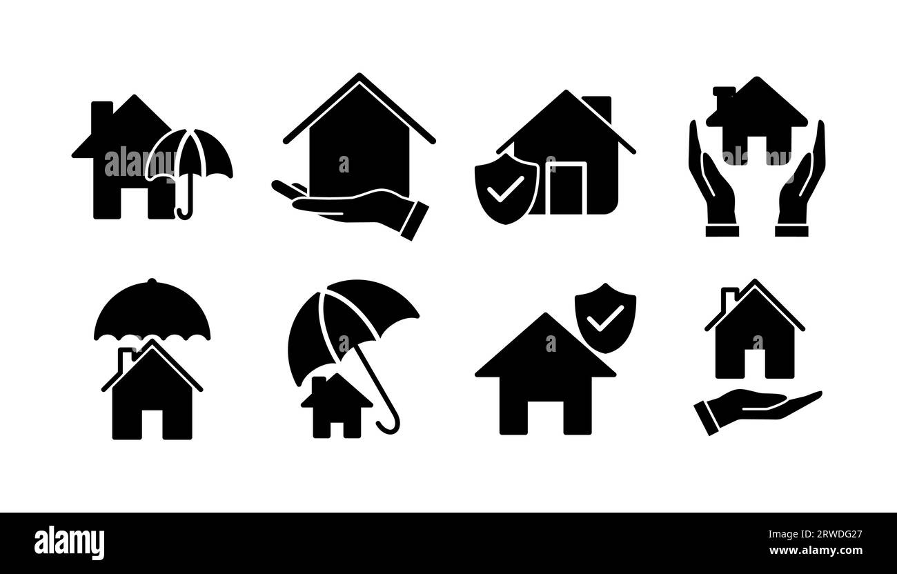 Home insurance icon vector. home shield protect logo Stock Vector Image