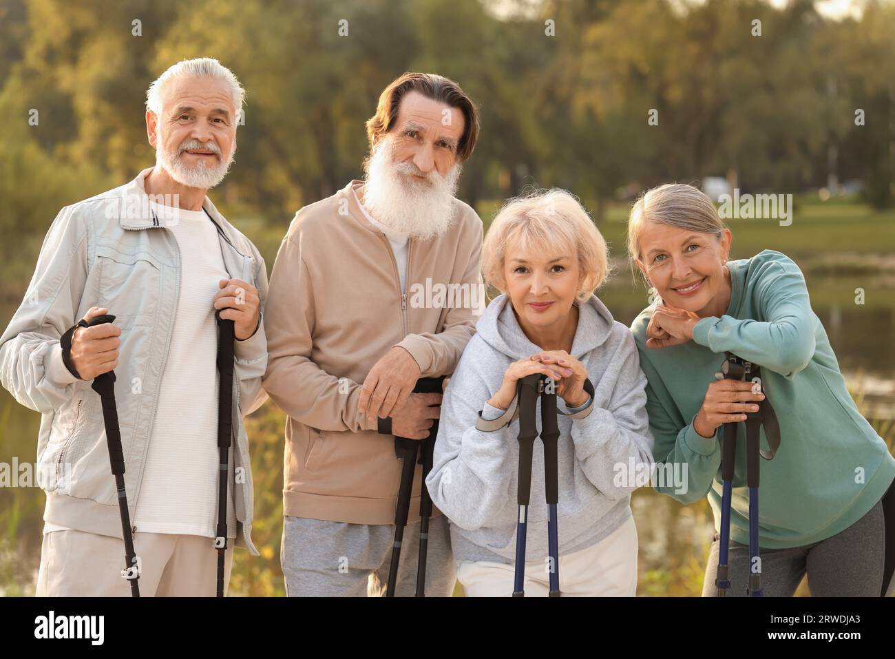 Men with trekking poles hi-res stock photography and images - Alamy