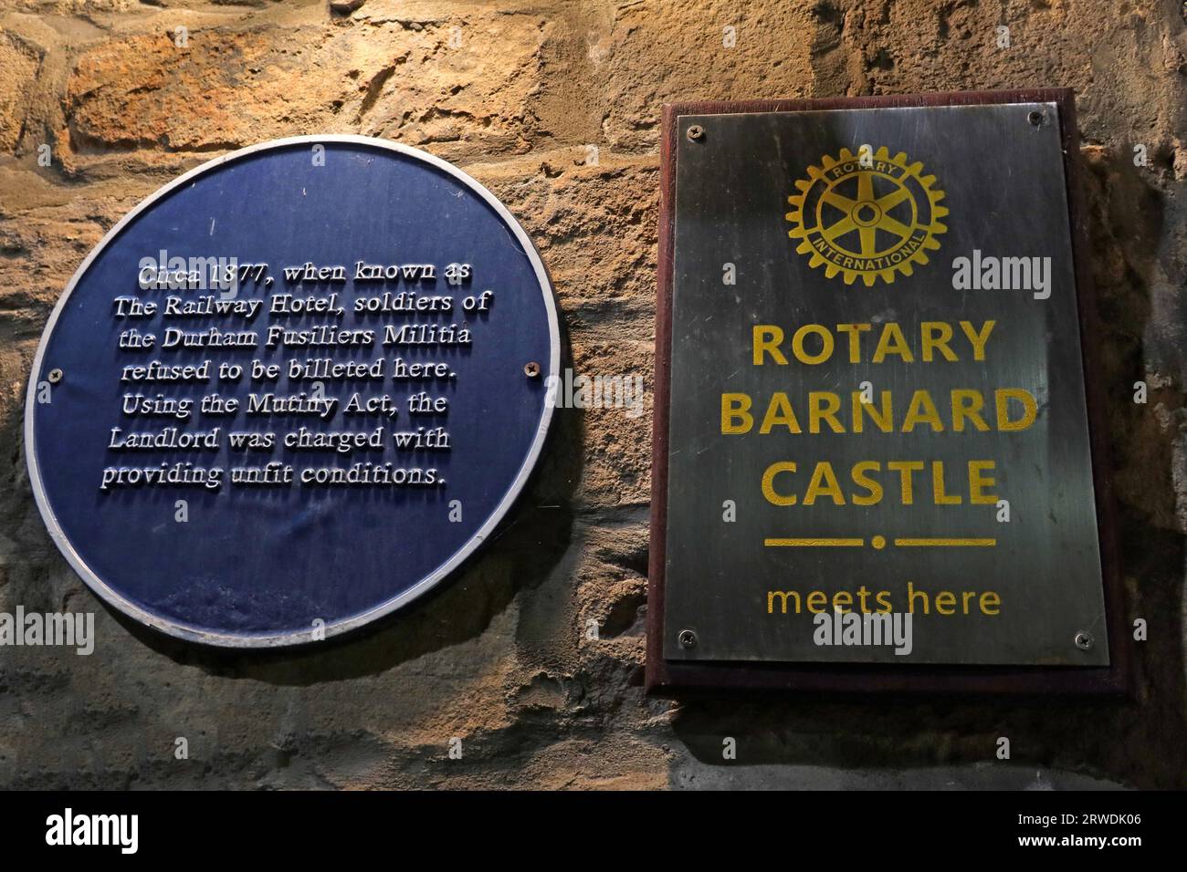 Rotary at The Old Well Inn, 21 The Bank, Barnard Castle, Teesdale, County Durham, England, UK, DL12 8PH Stock Photo