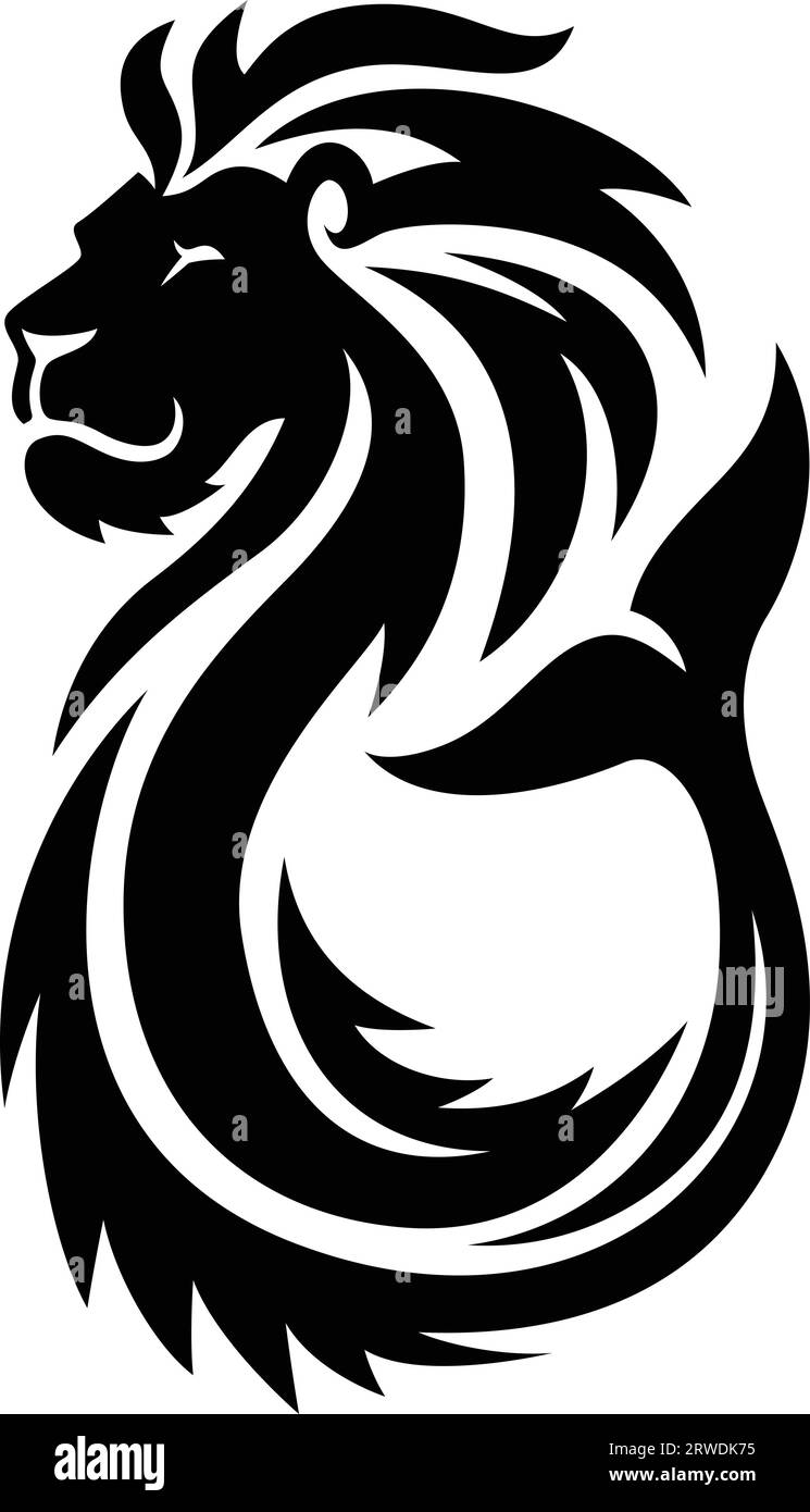 Mythical Creature Merlion with Lion Head and Fish Tail Stock Vector