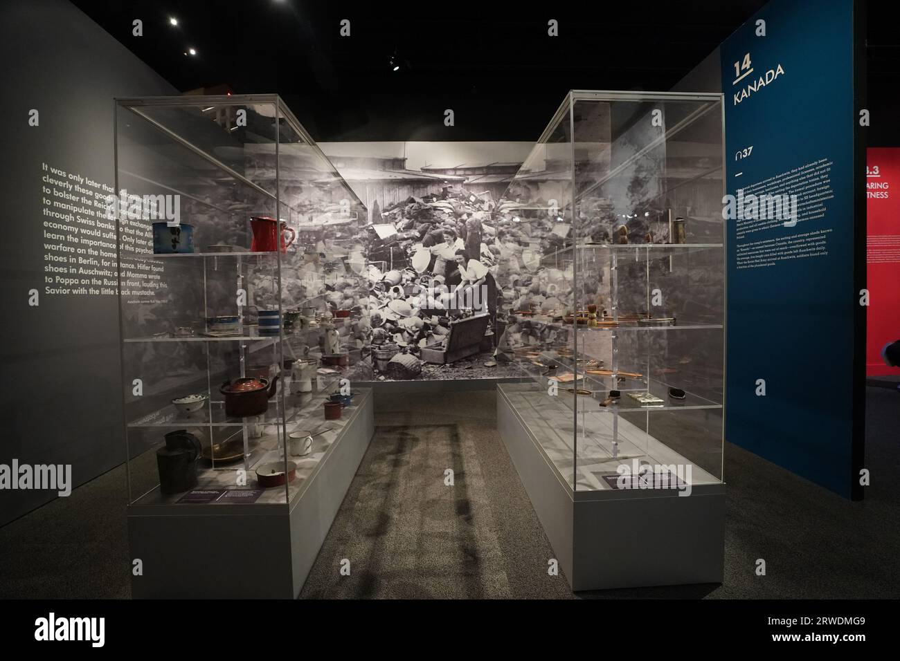 “Auschwitz. Not long ago. Not far away.” Exhibition at the Ronald Reagan Presidential Library. More than 700 original objects of historic, human value. Stock Photo