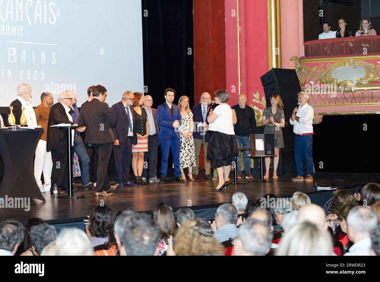 Aix-Les-Bains, France.10th June, 2023. Closing of the Film and Gastronomy Festival in the Grand Cercle Casino Theater in Aix-Les-Bains, France Stock Photo