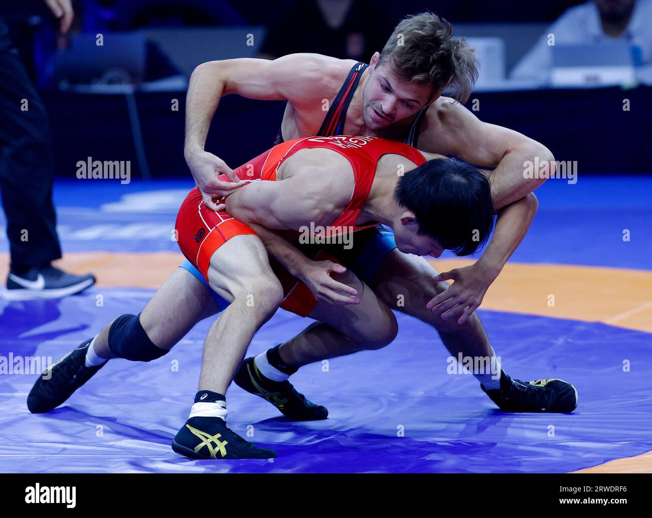 Belgrade. 18th Sep, 2023. Serbia's Stevan Andria Micic (top) and Japan
