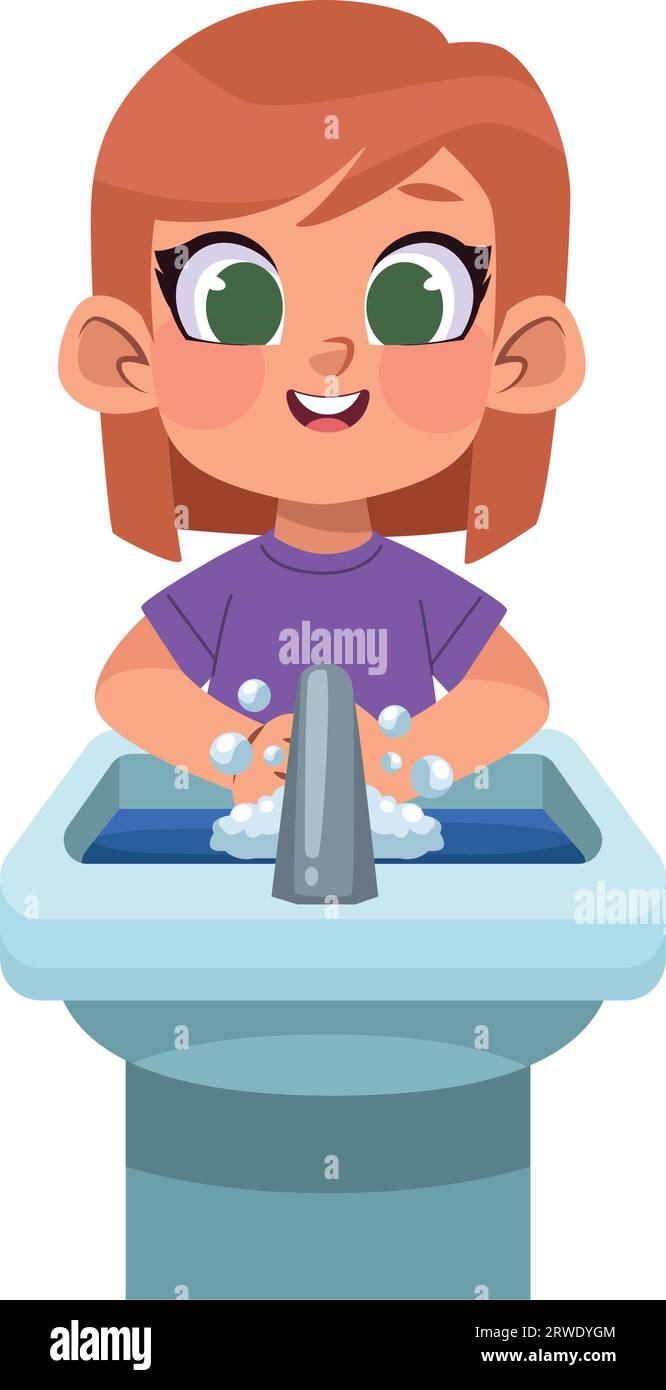 kid washing hands in washroom Stock Vector Image & Art - Alamy