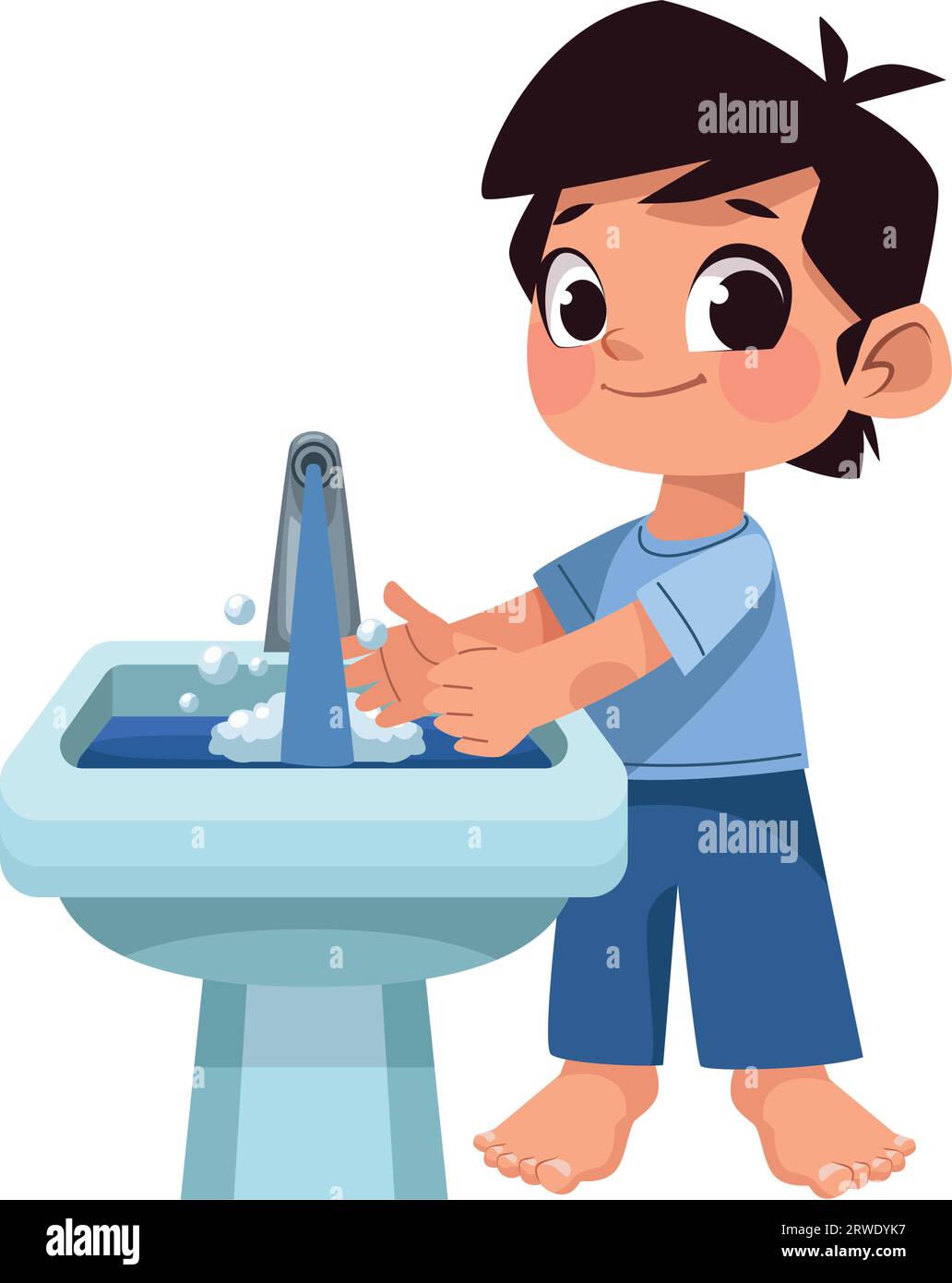 kid washing hands cute Stock Vector Image & Art - Alamy