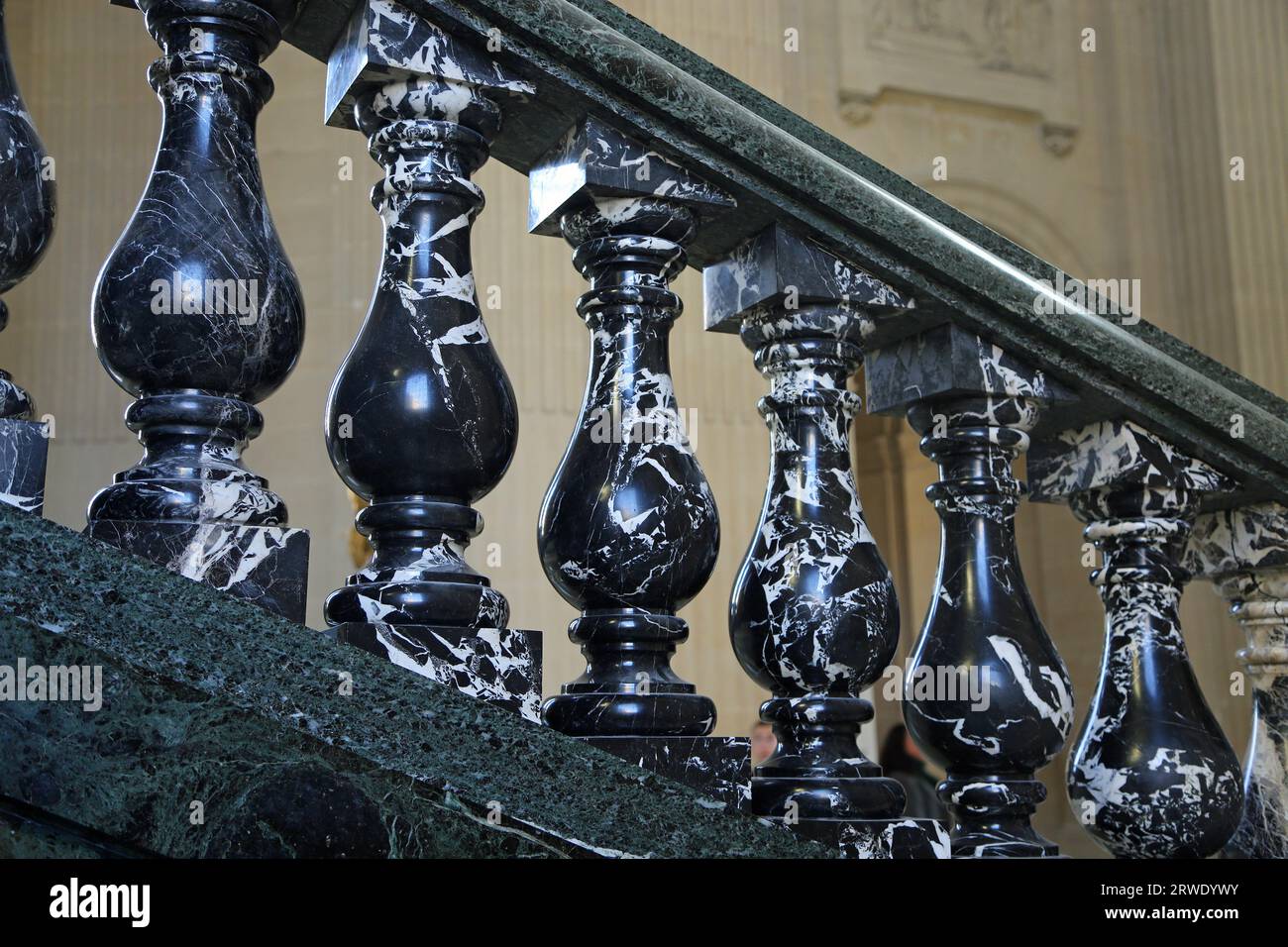 Marble stairs railing, Paris Stock Photo