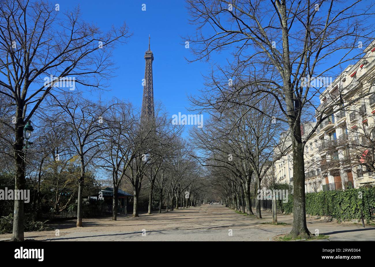 The alley and the tower - Eiffel Tower - Paris, France Stock Photo