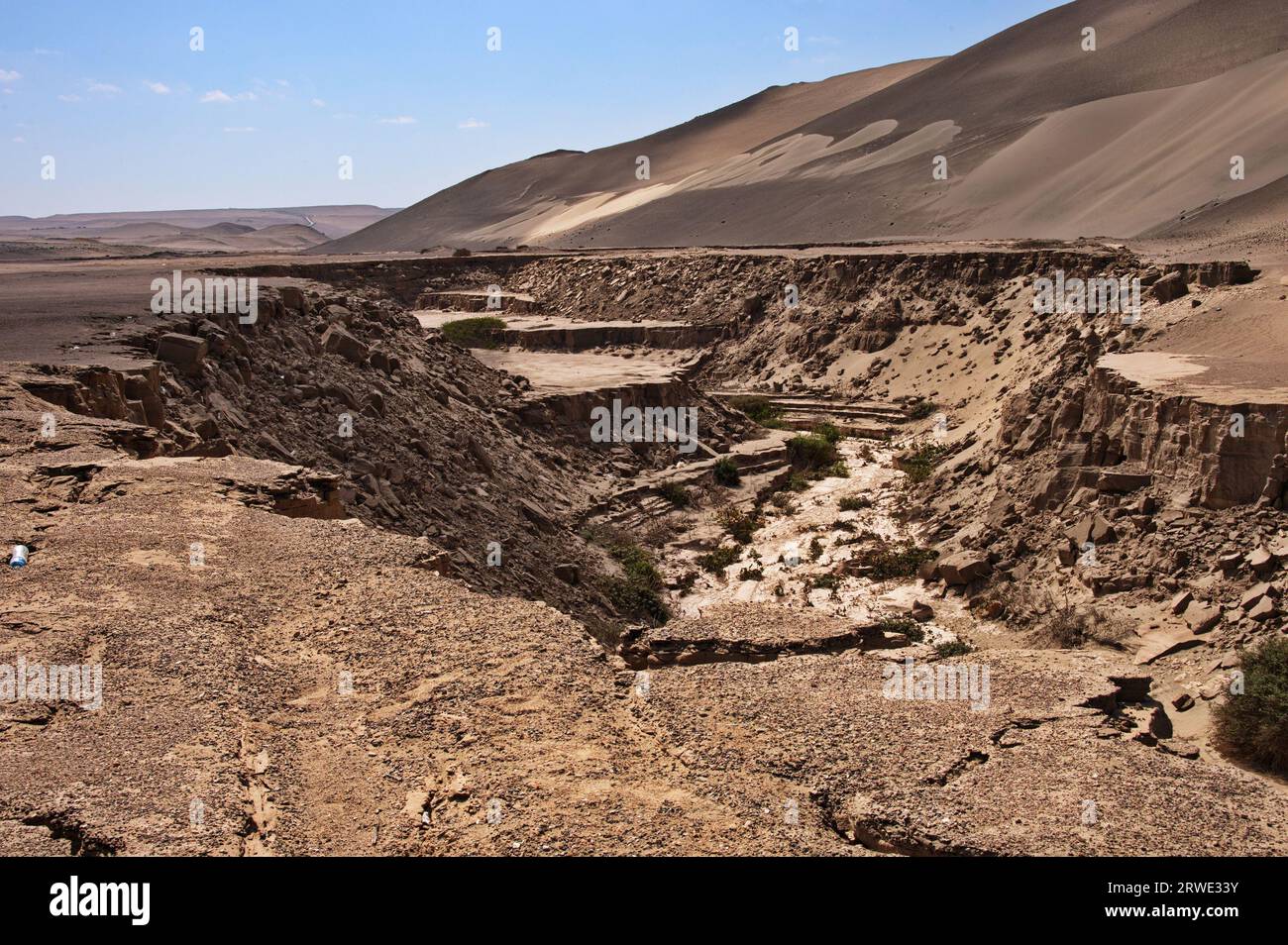Continental tectonic fault in Peru as a result of tectonic activity Stock Photo