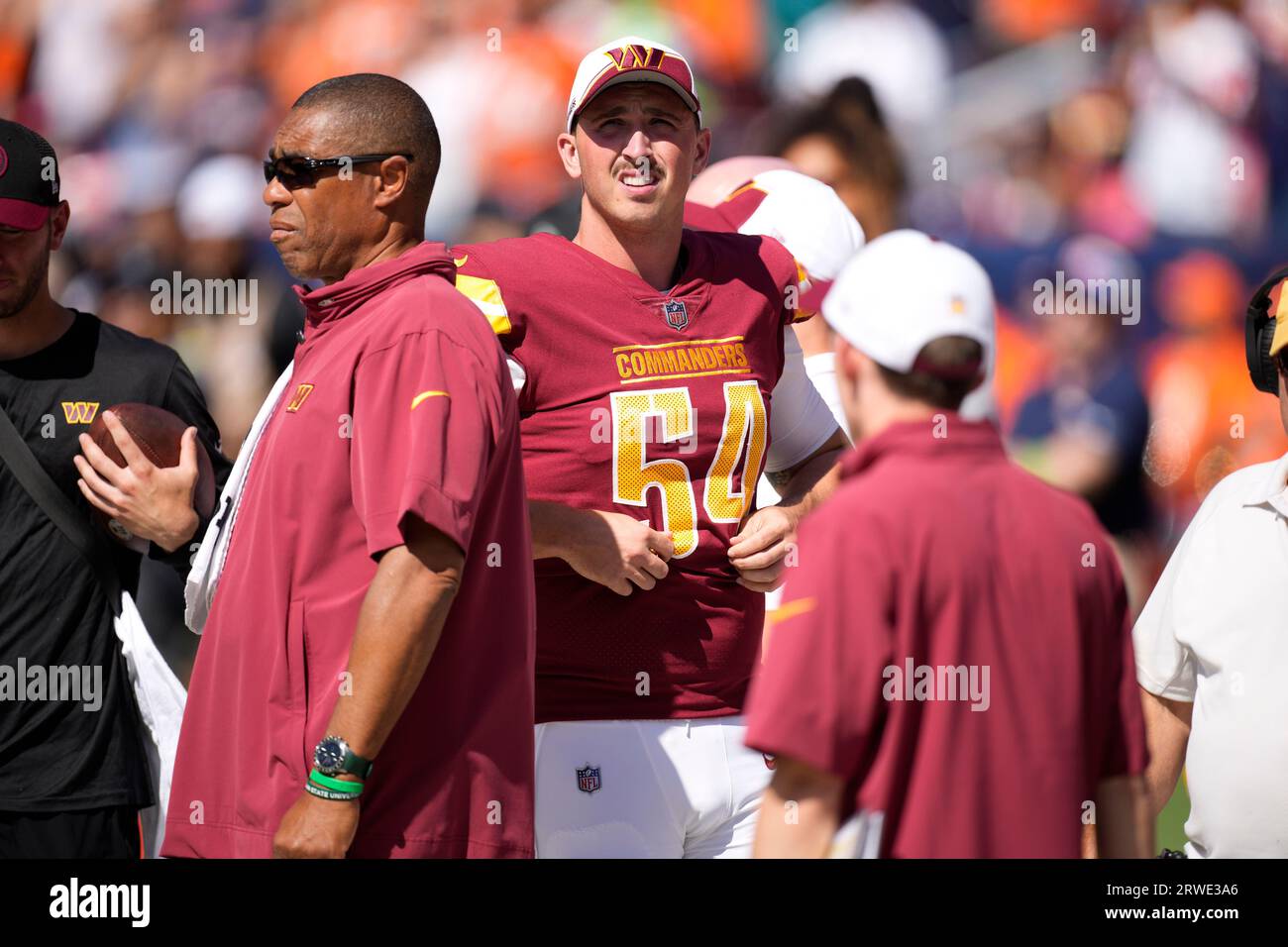 Washington Commanders long snapper Camaron Cheeseman (54) walks to practice  at the team's NFL football training facility, Friday, July 29, 2022 in  Ashburn, Va. (AP Photo/Alex Brandon Stock Photo - Alamy