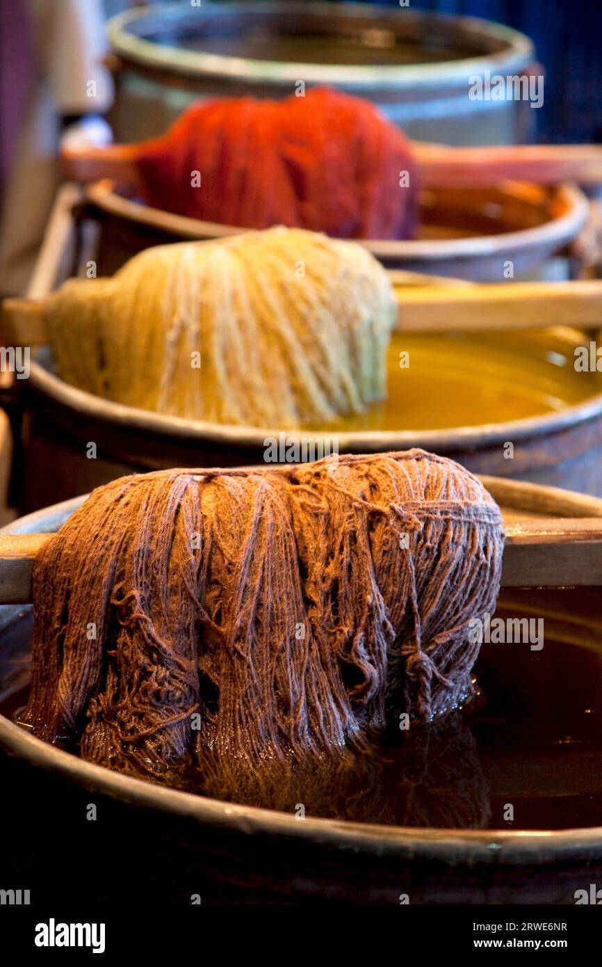 Carpet yarn dyeing, Turkey Stock Photo - Alamy