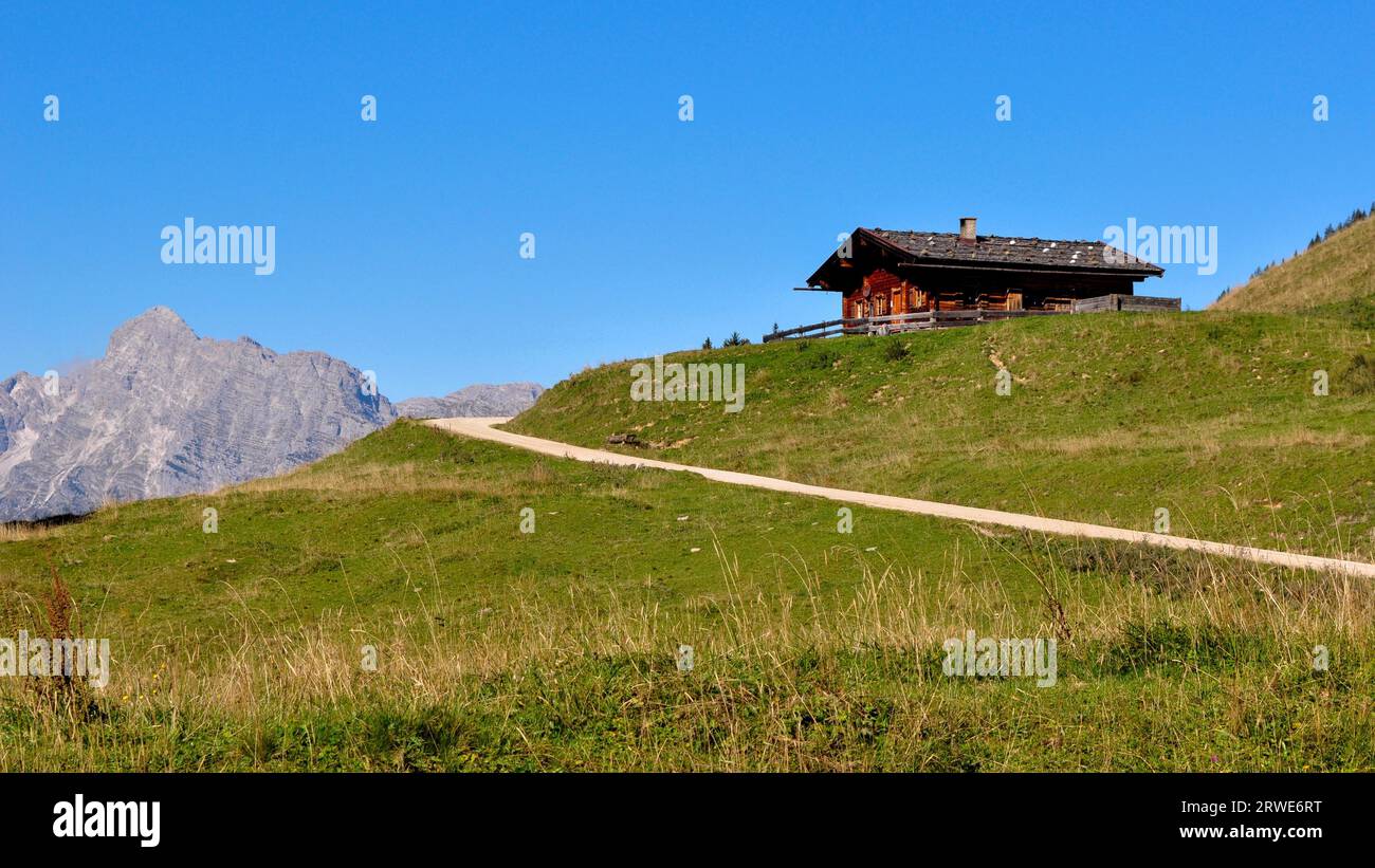 One of the rustic alpine huts on the Kallbrunnalm in the Berchtesgaden