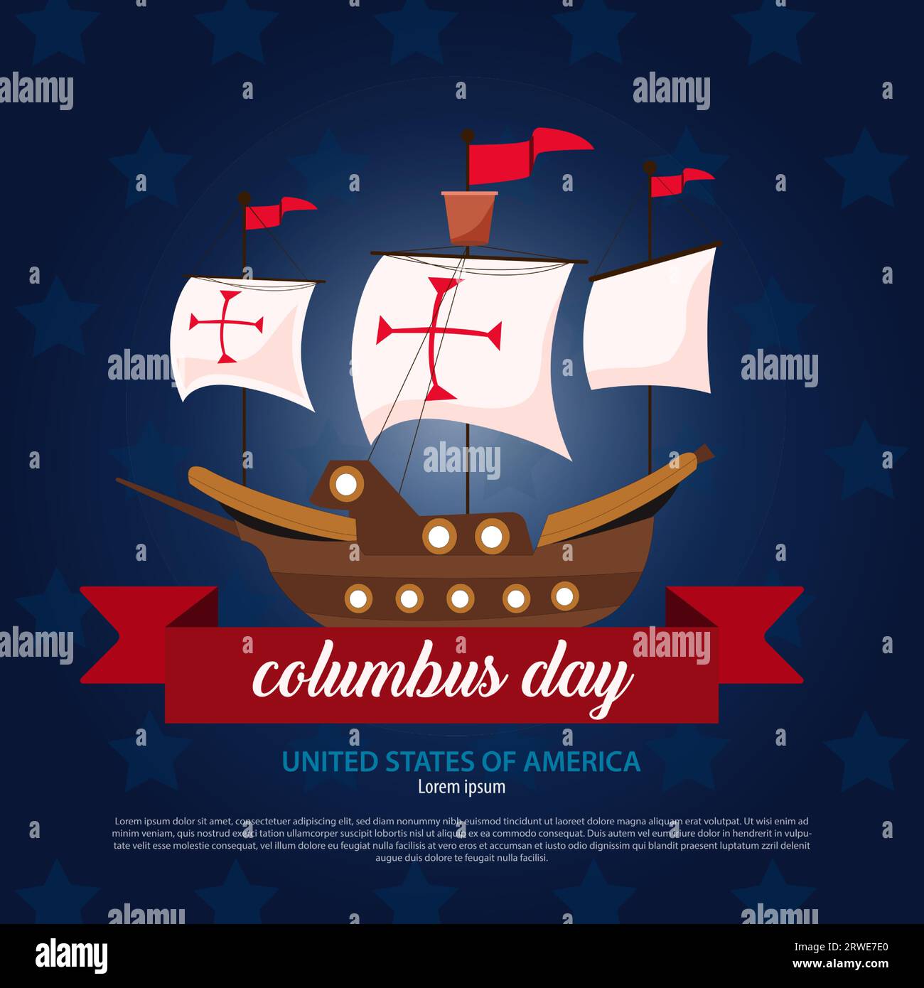 Columbus Day is a U.S. holiday that commemorates Christopher Columbus's arrival in the Americas in 1492. Stock Vector