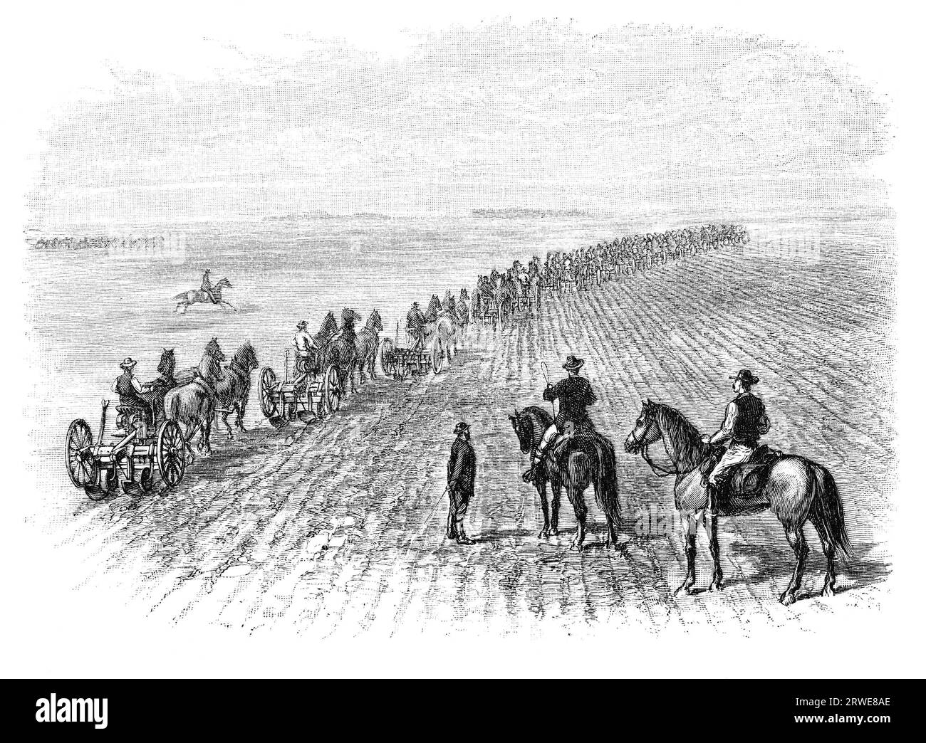 Agriculture in Dakota, USA: Ploughing. Image source: Harpers Monthly magazine march 1880 Stock Photo