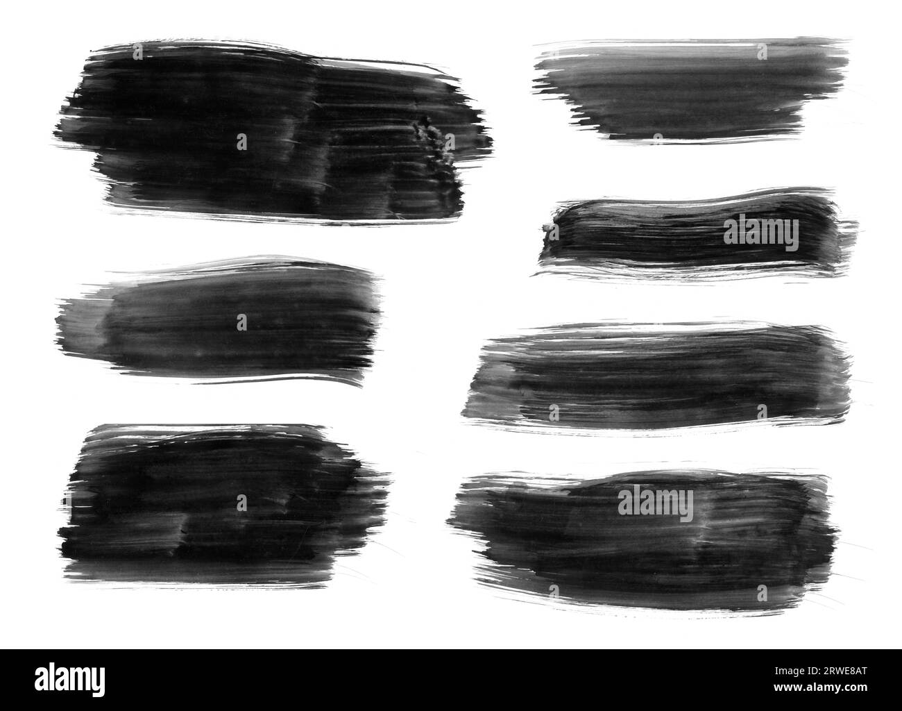 High resolution image of black brush strokes on white background Stock Photo