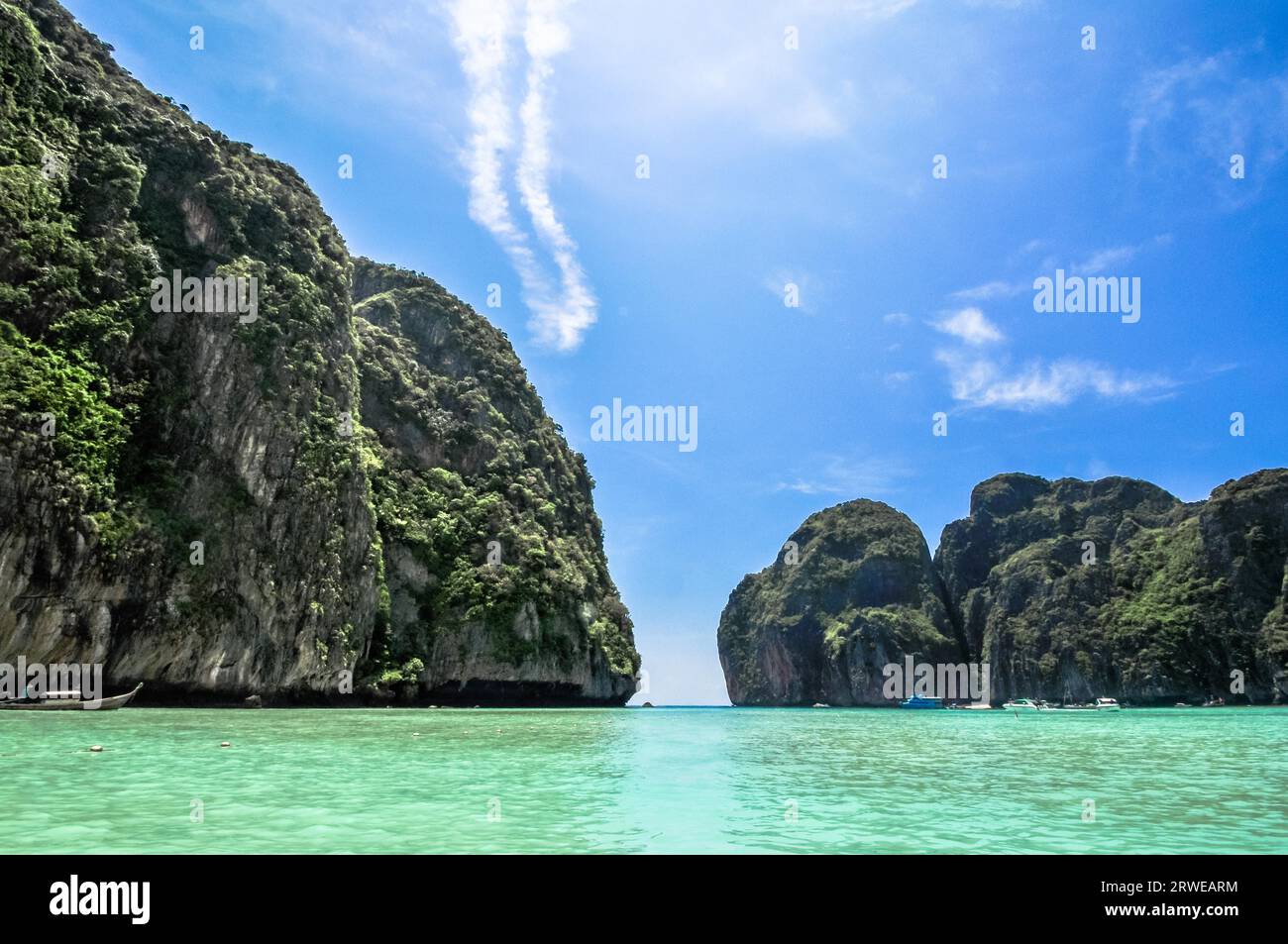 Maya Bay, Koh Phi Phi, Thailand. The place where the movie the Beach was filmed Stock Photo