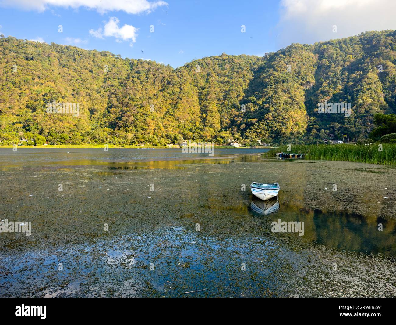 Views from the shore of San Lucas Toliman a town on Lake Atitlan in Guatemala Stock Photo