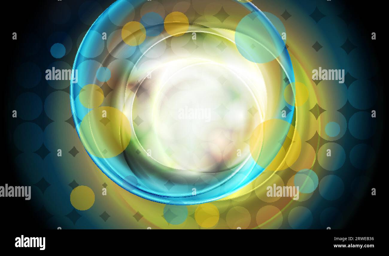 Colorful glowing abstract circular shapes tech background. Vector design Stock Vector