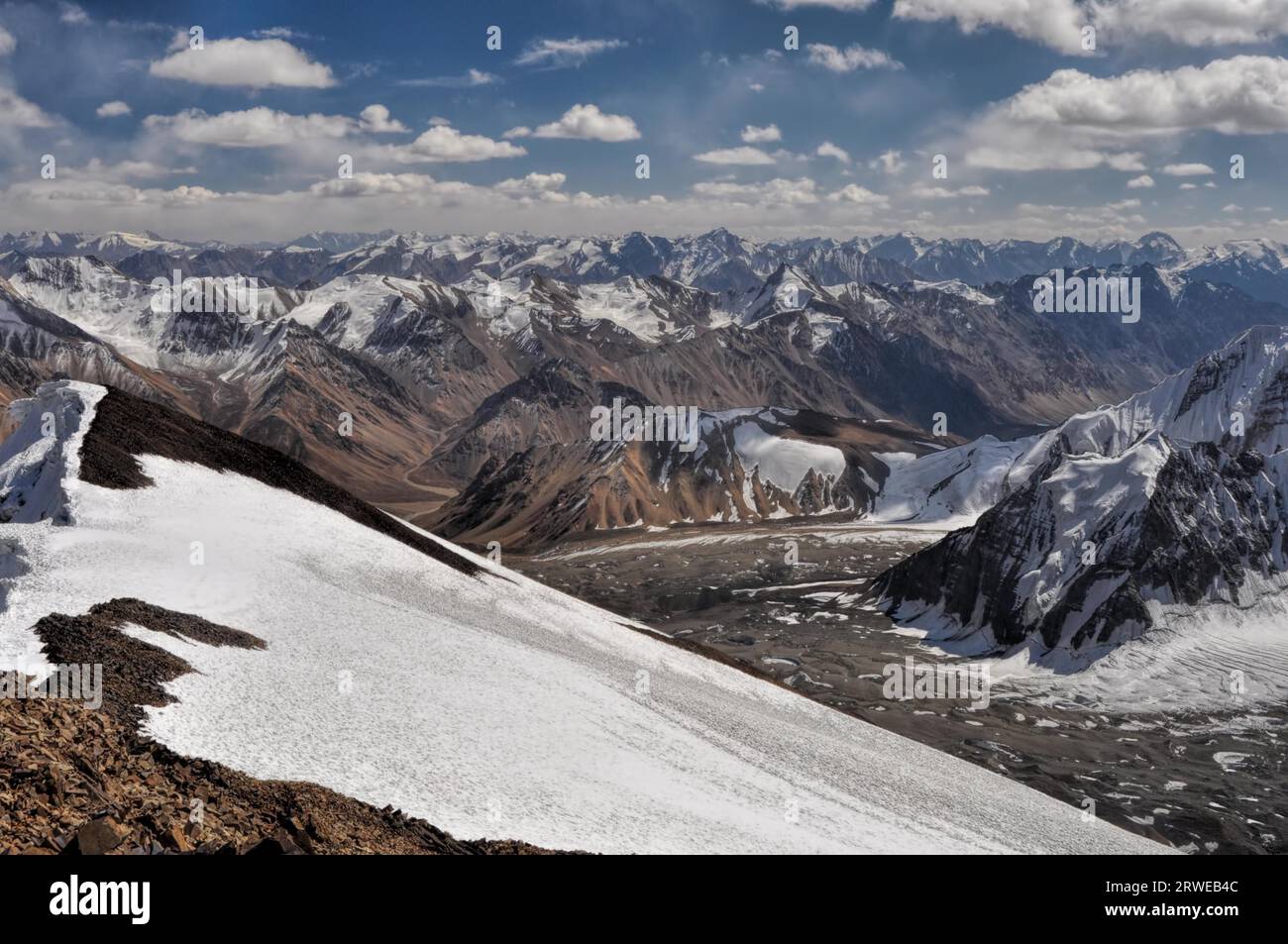 Magnificent mountain peaks in Pamir mountains in Tajikistan Stock Photo ...