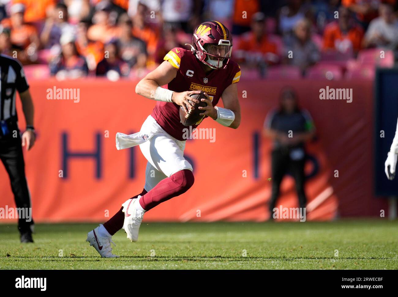 August 19th 2023: Washington Commanders quarterback Sam Howell (14) in  drills during the Washington Commanders training camp practice at the  OrthoVirginia Training Center in Ashburn, Va. Reggie Hildred/CSM Stock  Photo - Alamy