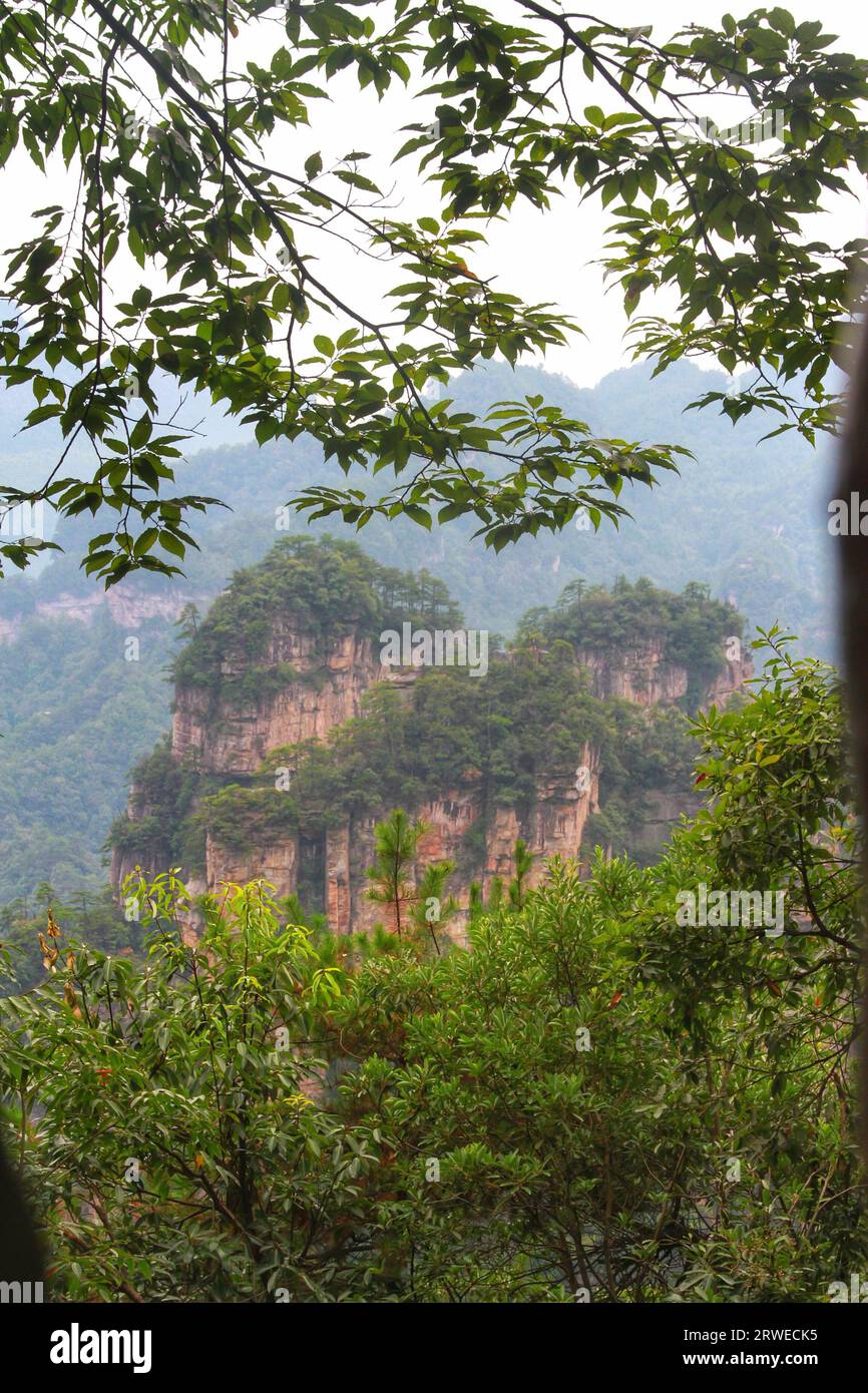 Immerse yourself in the breathtaking beauty of China's Avatar-like mountains, a majestic realm of stunning peaks and nature's grandeur Stock Photo