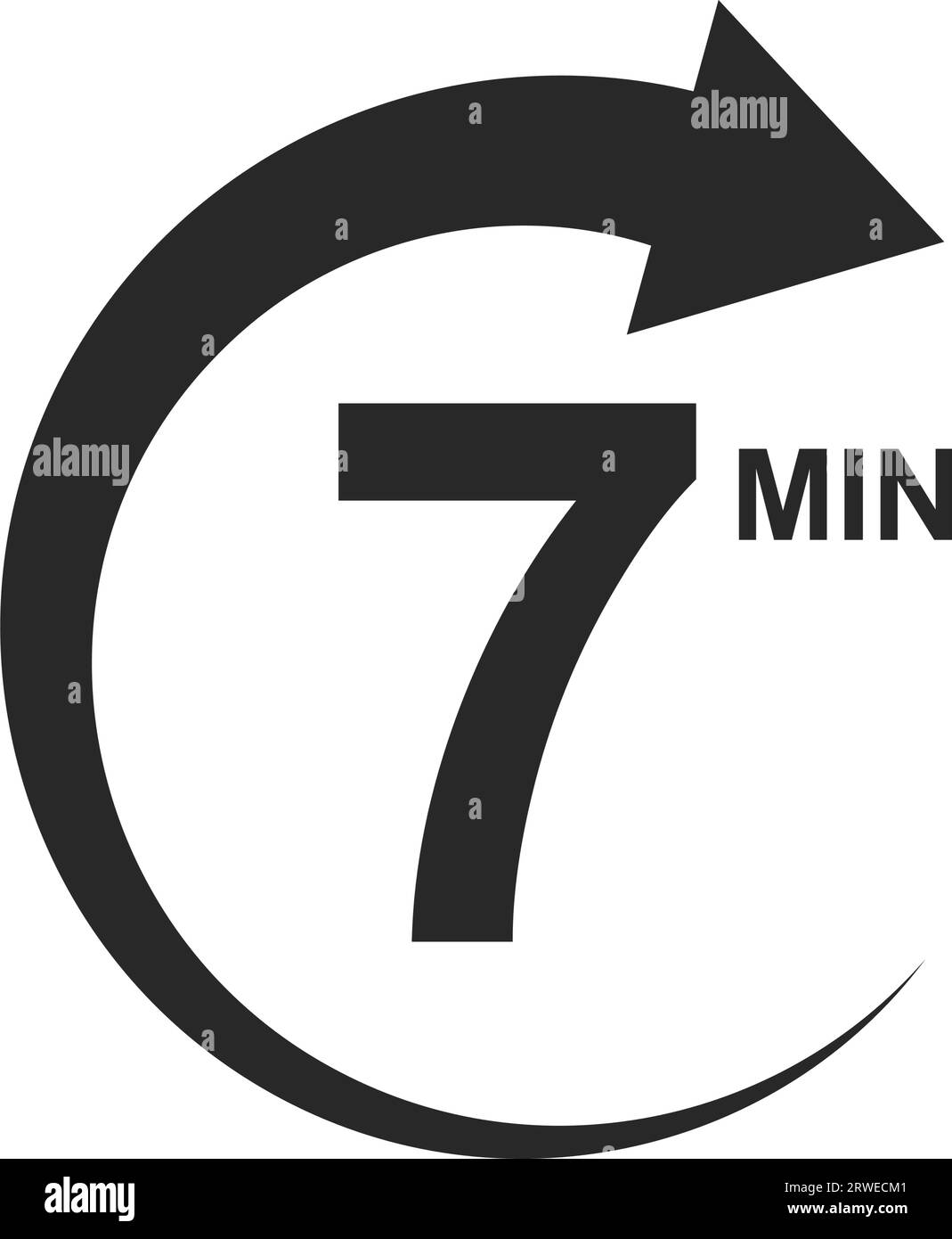 7 minutes timers Clocks, Timer 7 min icon Stock Vector