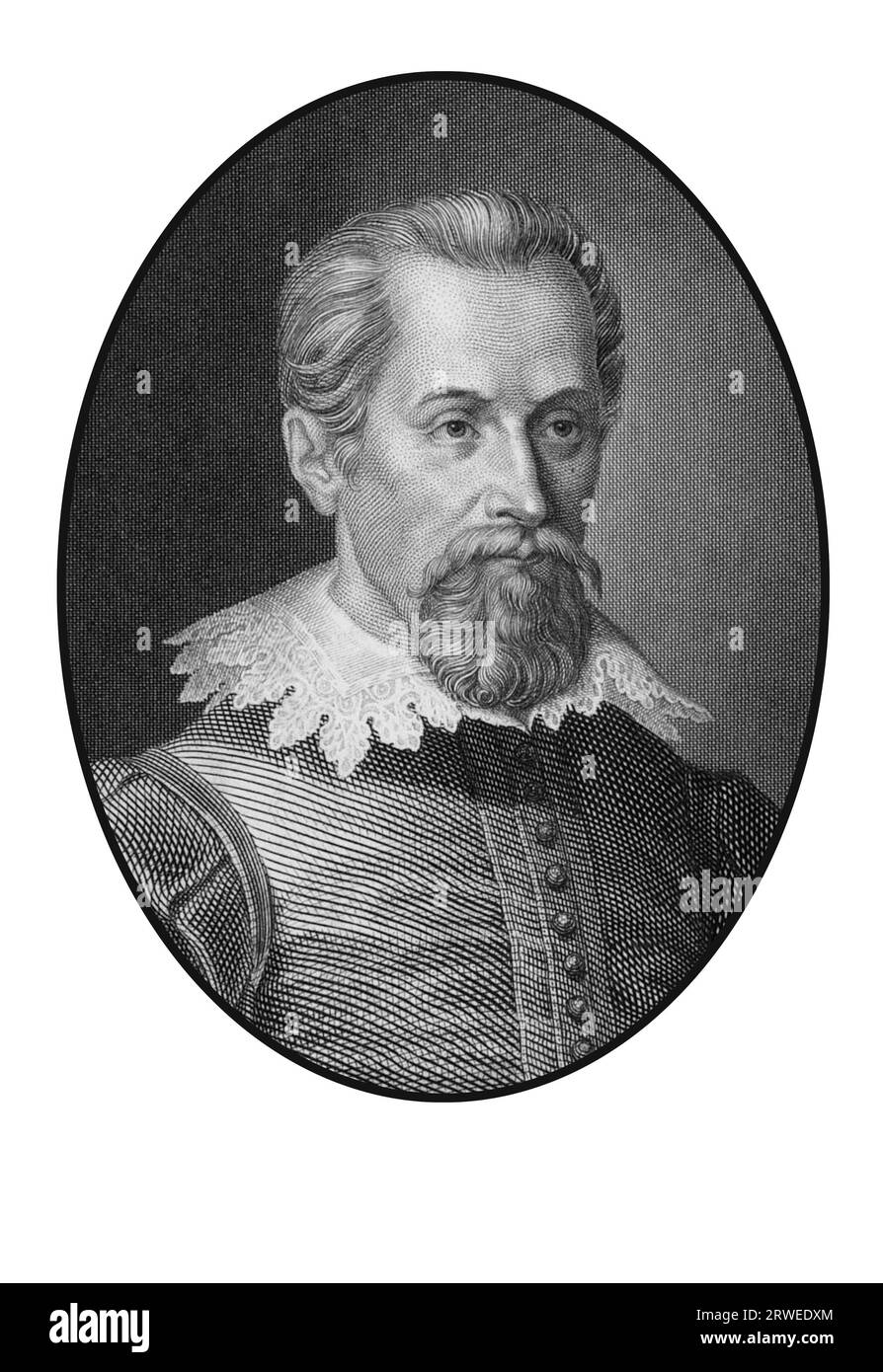 Johannes Kepler - Famous Astronomer, Vintage engraved illustration portrait Stock Photo