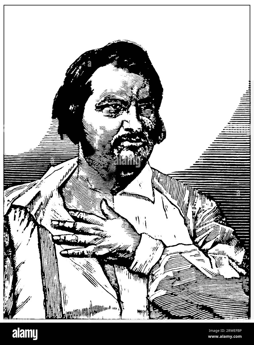 Portrait of Balzac, French Novelist - Vintage Illustration Stock Photo