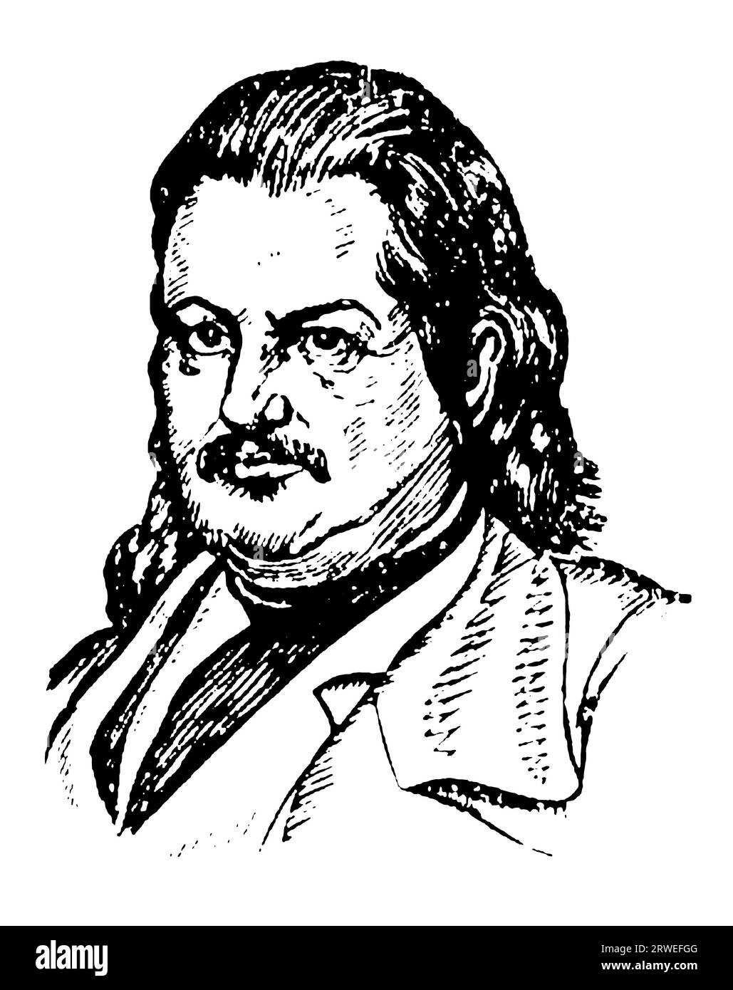 Honore de Balzac, engraving illustration portrait Stock Photo