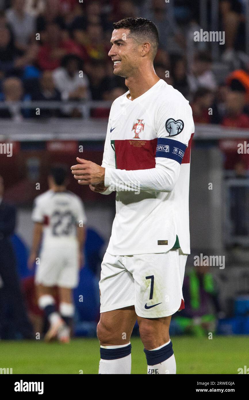 Cristiano RONALDO with captain's armband Stock Photo Alamy