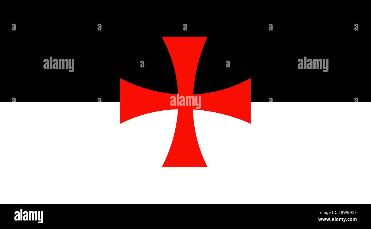 Knights Templar Battle Flag, Templar Cross - Christian Military Order Stock Photo