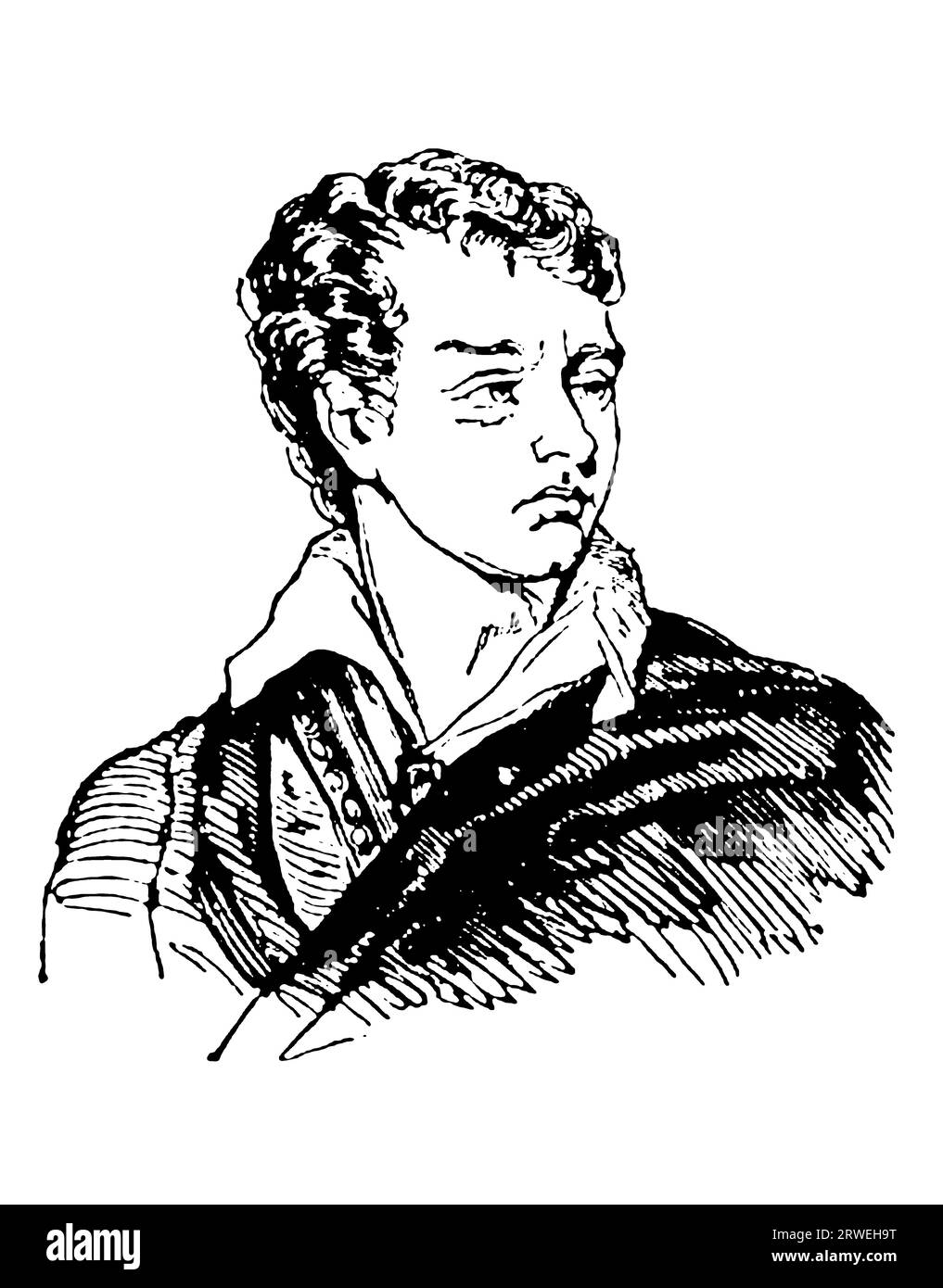 Lord Byron, English romantic poet and peer Vintage Portrait Stock Photo