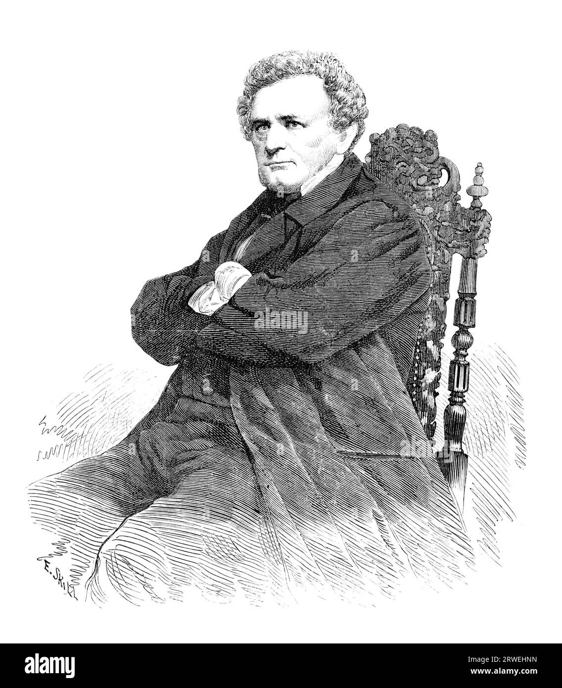Peter Martin Orla Lehmann (1810-1870) was a Danish statesman, a key figure in the development of Denmarks parliamentary government. Old engraving Stock Photo