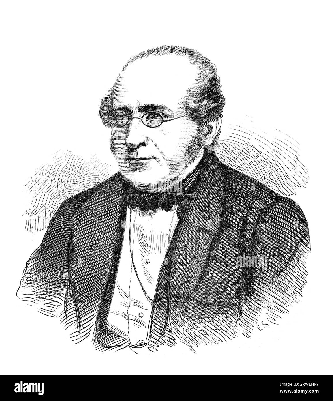 Scholler Parelius Vilhelm Birkedal (1809-1892), Danish priest and writer. Old engraving from a magazine printed in 1866 Stock Photo