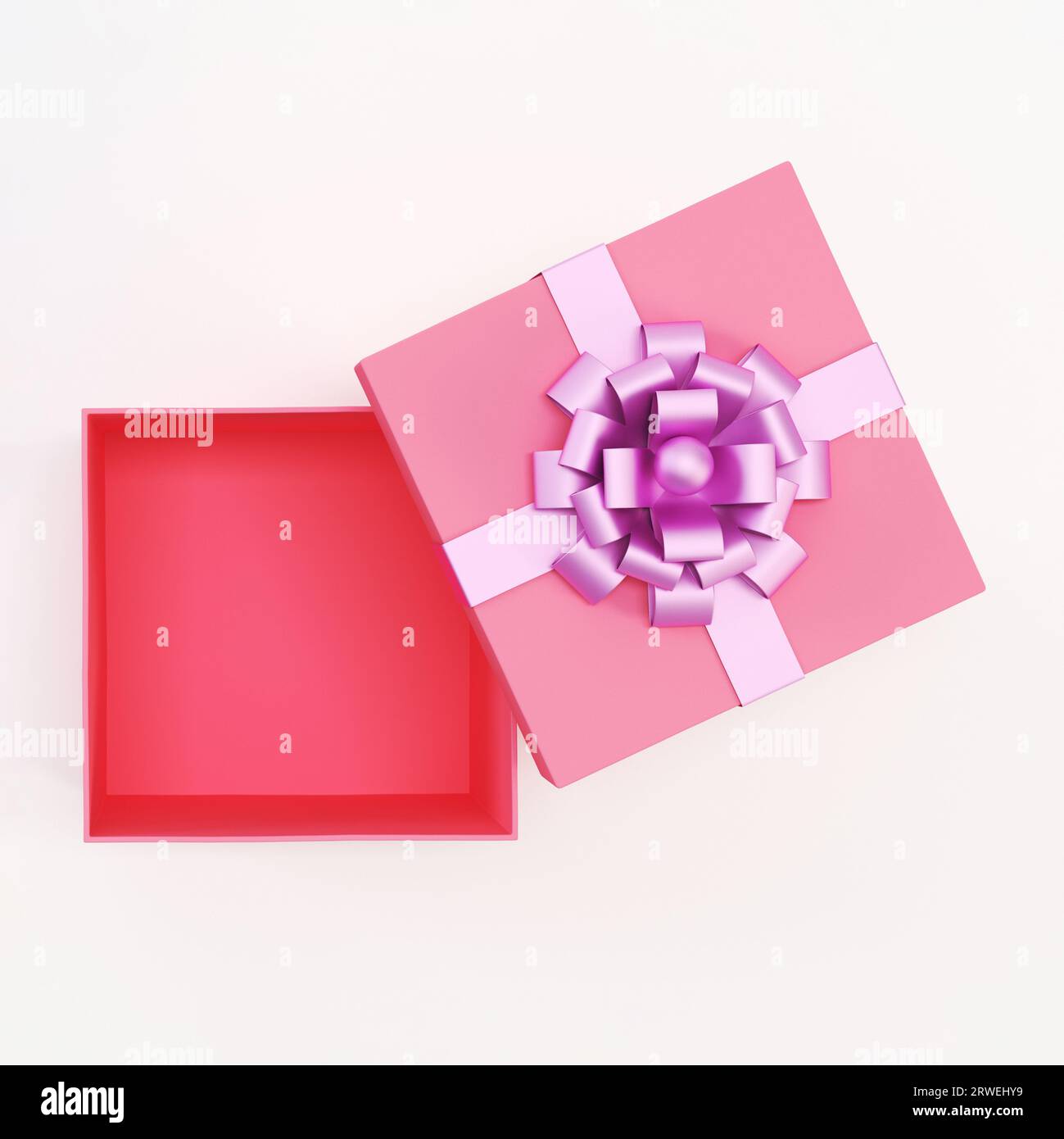 Pink gift box with pink ribbon bow isolated on white background, 3d ...