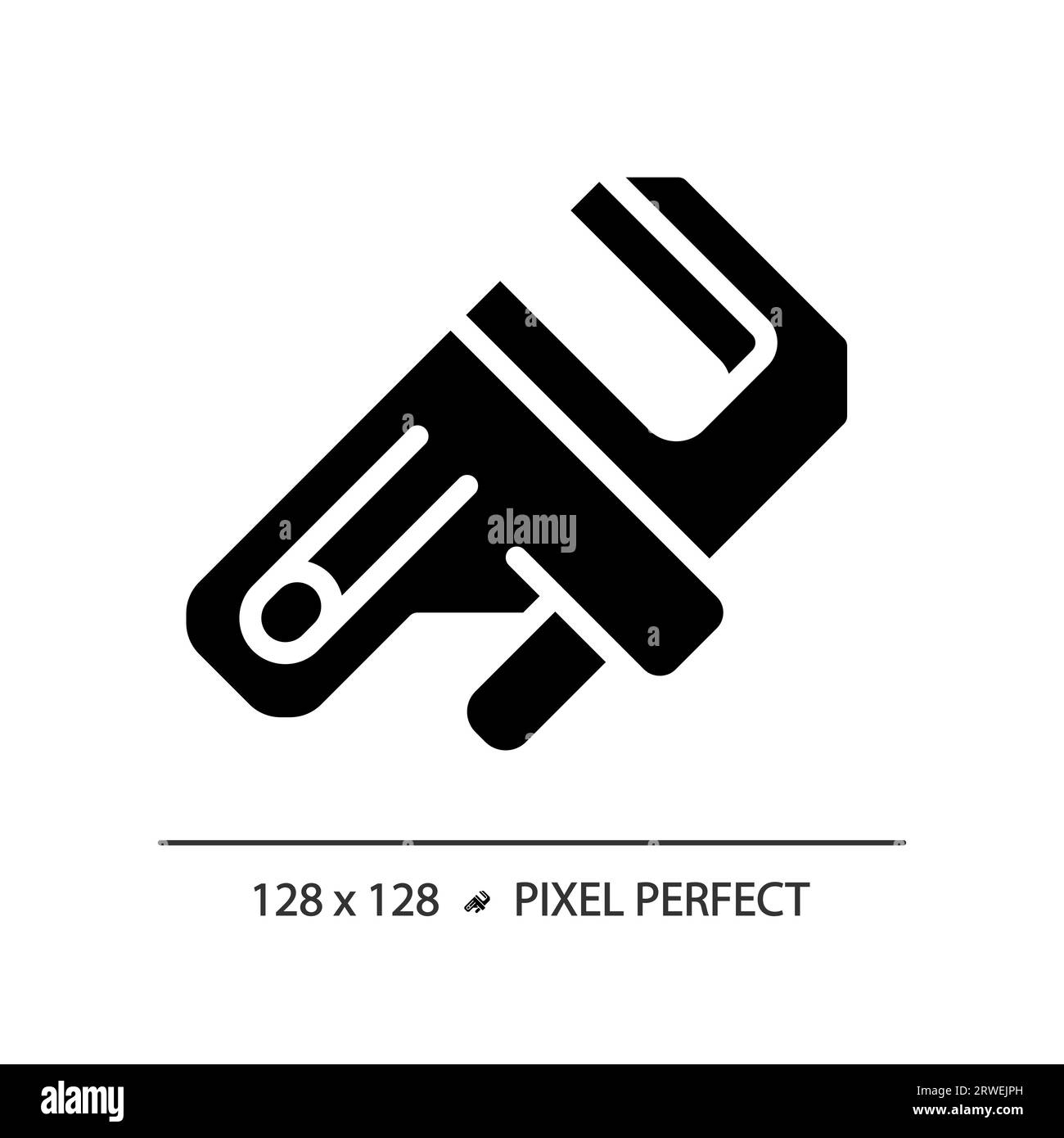 2D black glyph style adjustable wrench icon Stock Vector