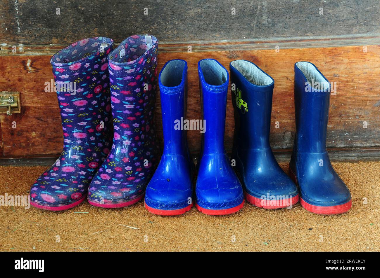 Children's wellington boots of various sizes Stock Photo - Alamy