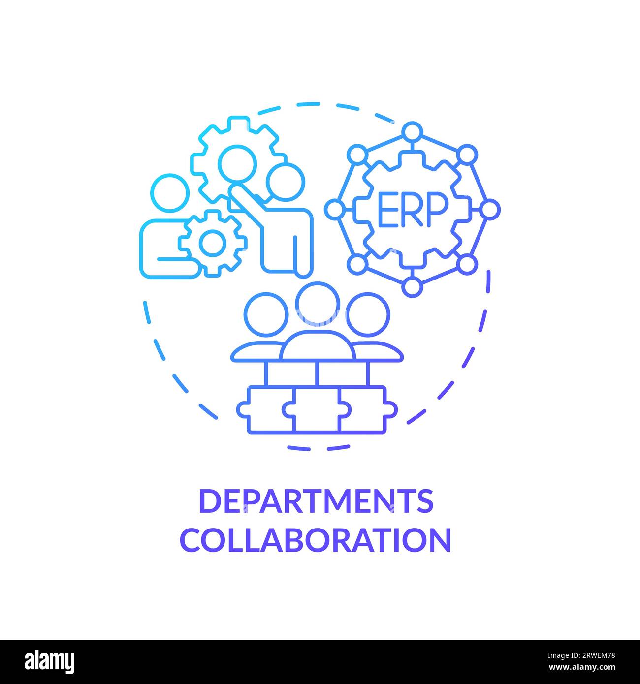 2D department collaborations line icon concept Stock Vector
