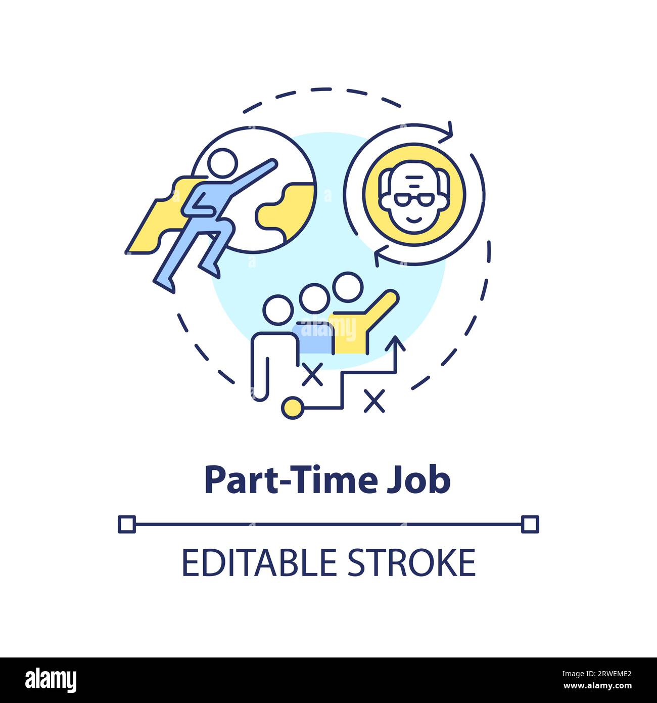 2D customizable part-time job line icon concept Stock Vector