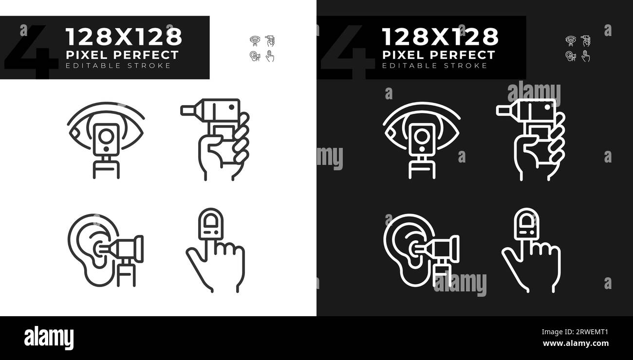 Medical devices pixel perfect linear icons set for dark, light mode ...