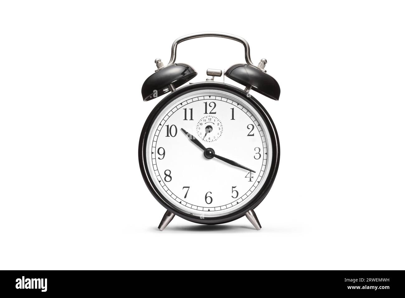 Vintage alarm clock isolated on white background Stock Photo - Alamy