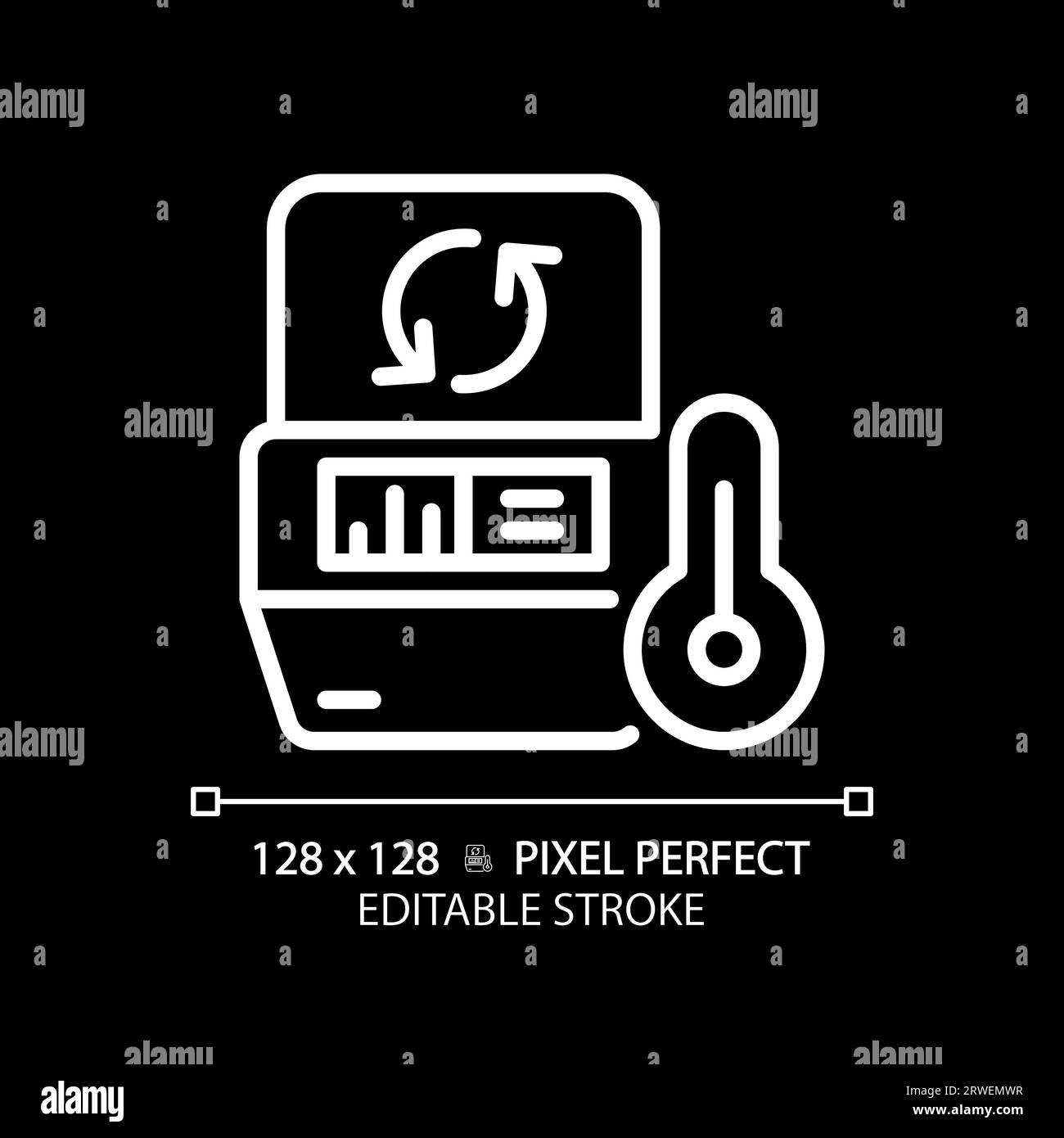 Pcr machine pixel perfect white linear icon for dark theme Stock Vector
