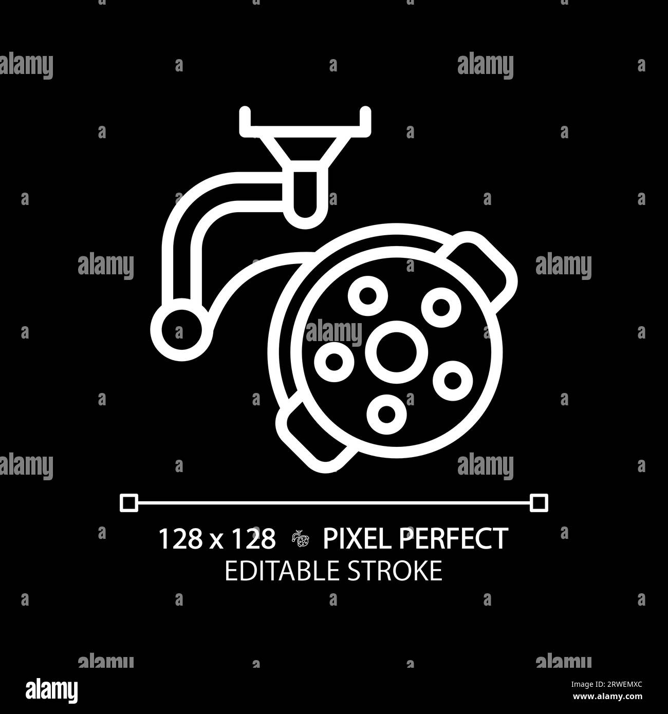 Surgical lamp pixel perfect white linear icon for dark theme Stock Vector