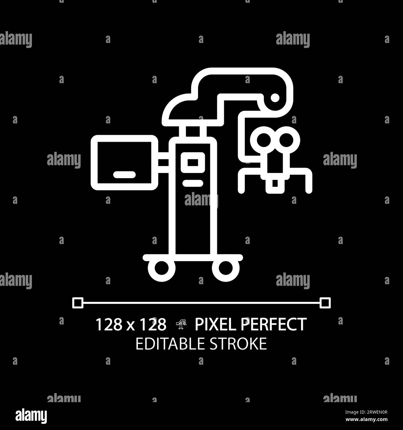 Surgical microscope pixel perfect white linear icon for dark theme Stock Vector