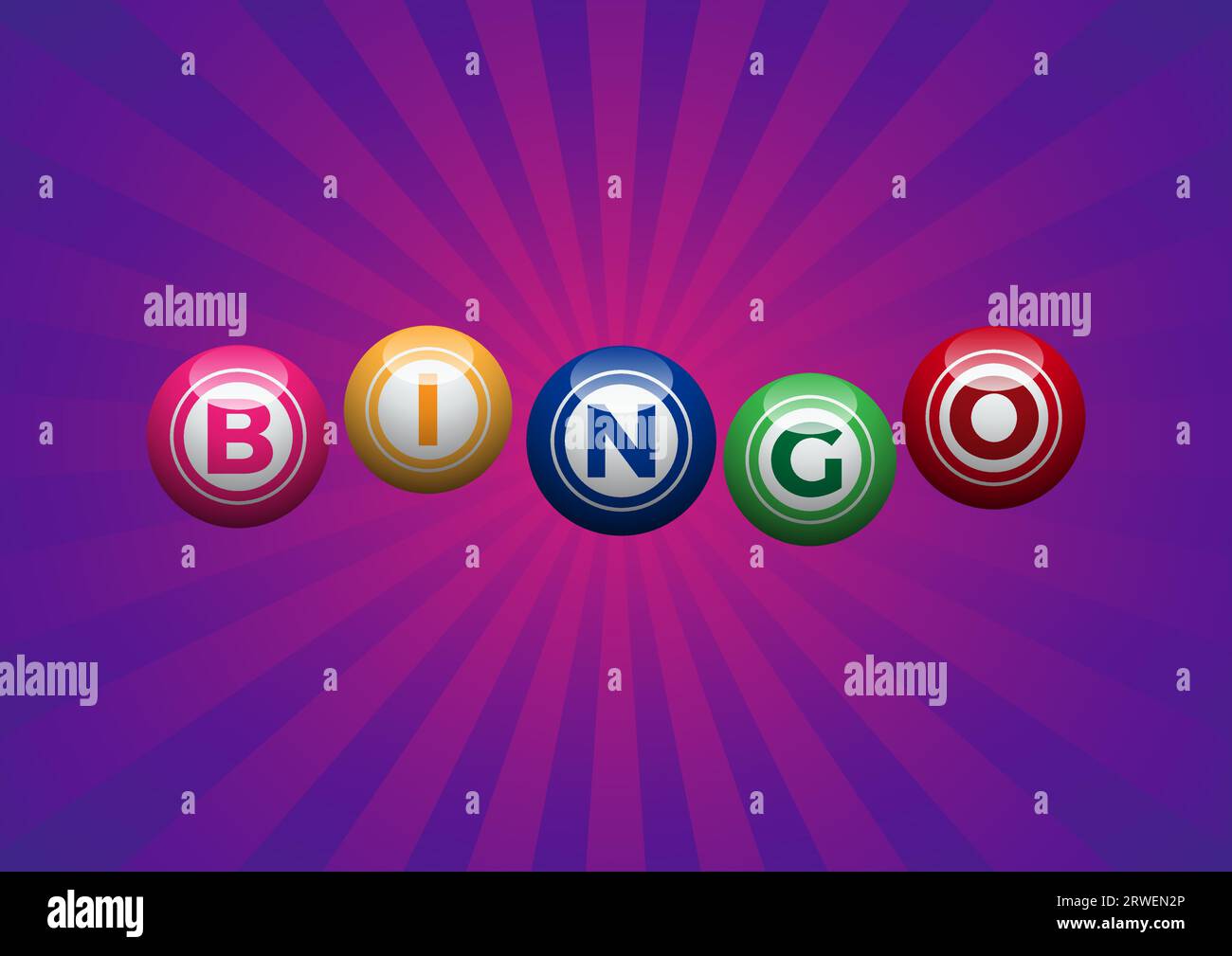 Bingo lottery, lucky balls of lotto on purple background. Vector illustration with text Stock Vector