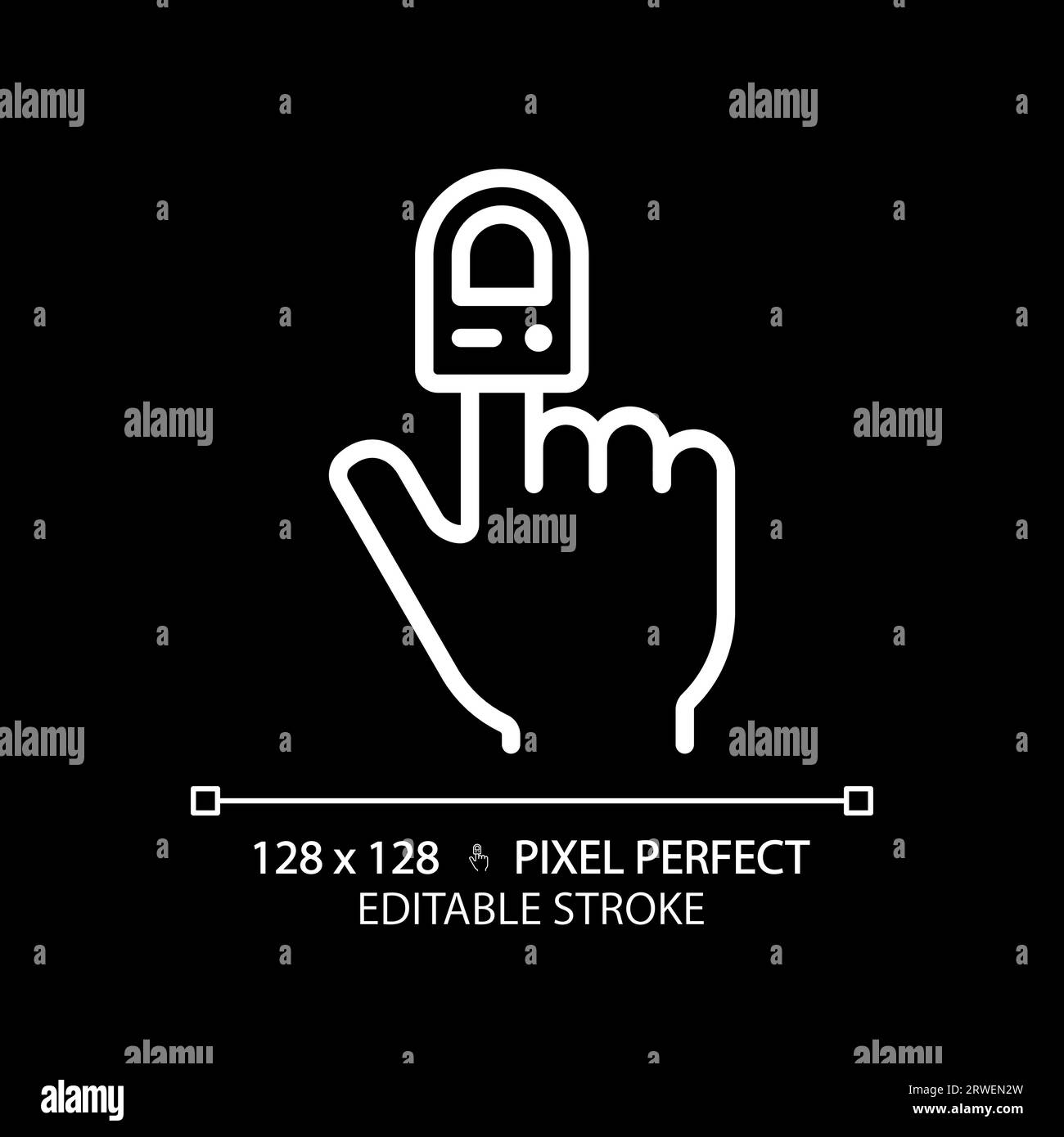 Pulse oximeter pixel perfect white linear icon for dark theme Stock Vector