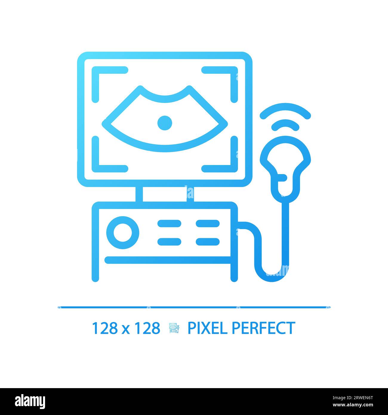 Ultrasound machine pixel perfect gradient linear vector icon Stock Vector
