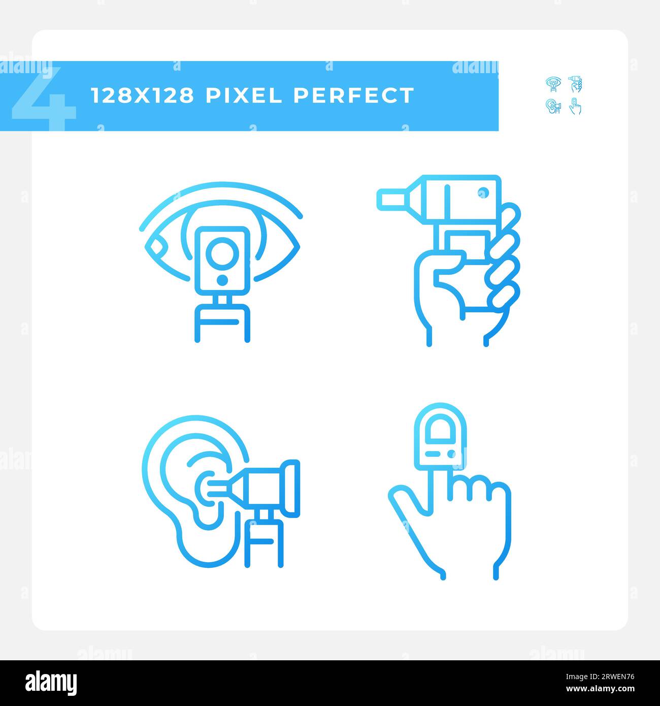 Medical devices pixel perfect gradient linear vector icons set Stock Vector