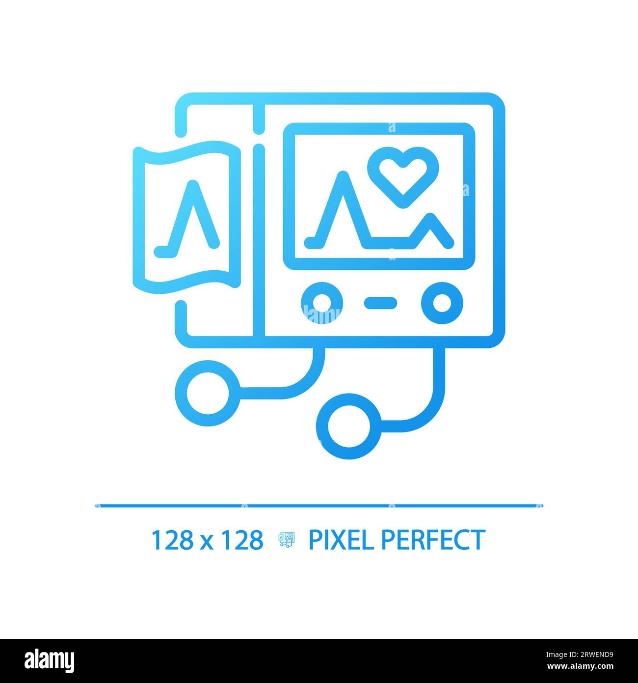 Ecg machine pixel perfect gradient linear vector icon Stock Vector