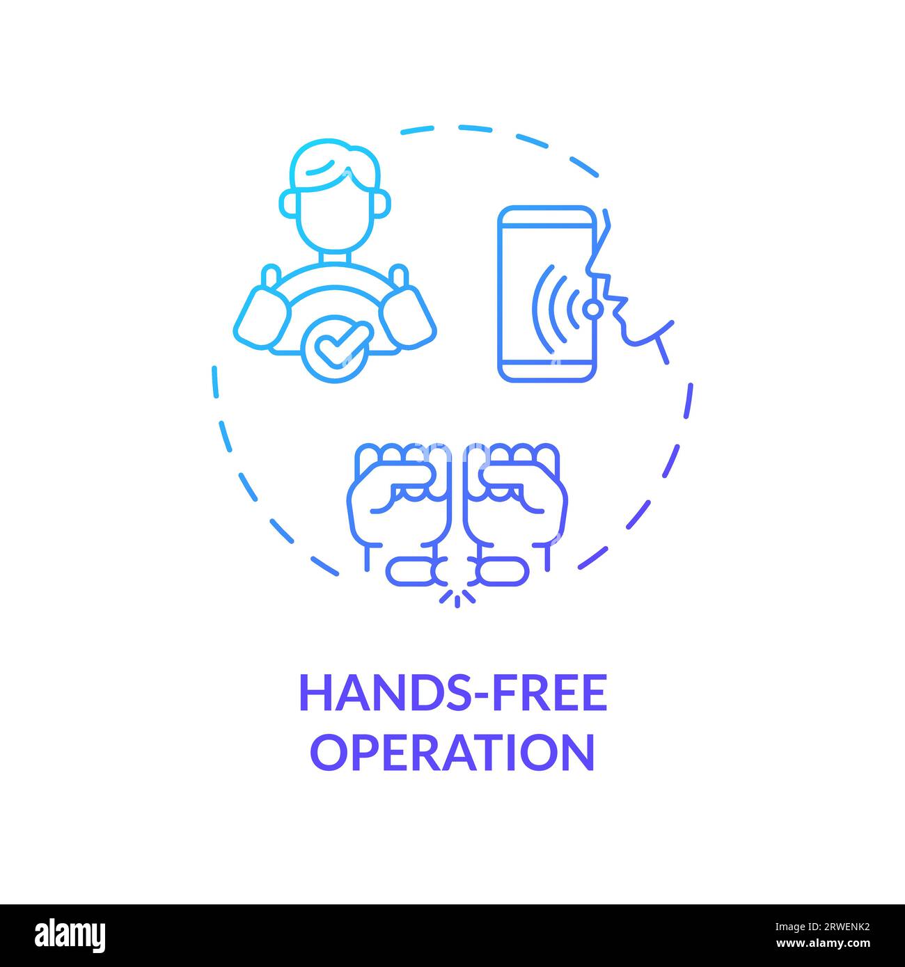2D hands-free operation gradient icon concept Stock Vector