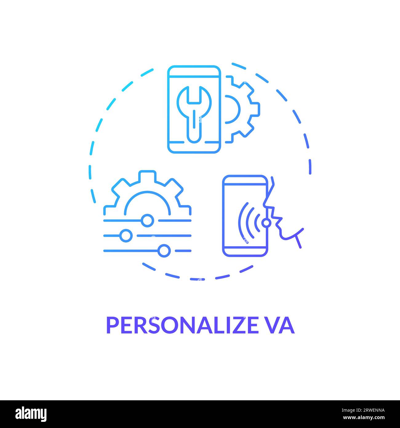 2D personalize VA gradient icon concept Stock Vector